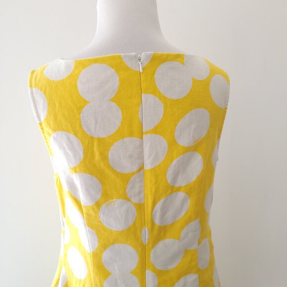 Lilly Pulitzer Linen Shift Dress Yellow Polka Dot Mod Buttons Sleeveless 4 - Picture 4 of 13